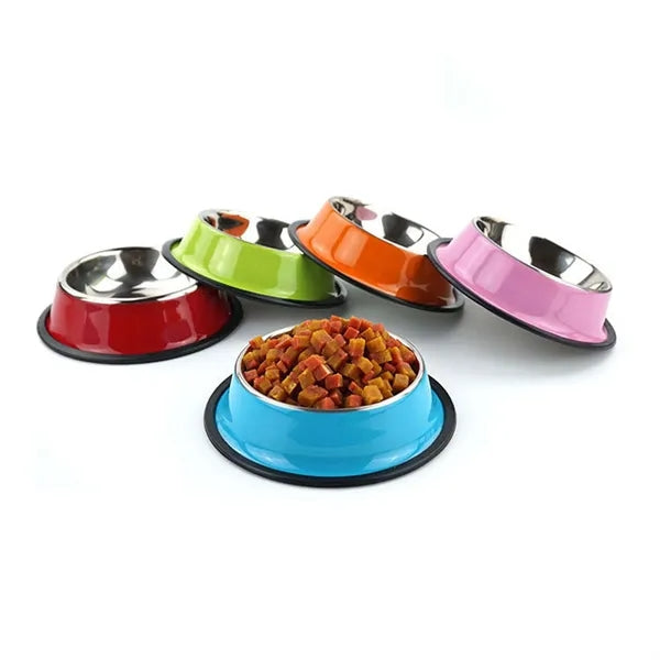 Anti-Skid Pet Food & Water Bowls - Stainless Steel