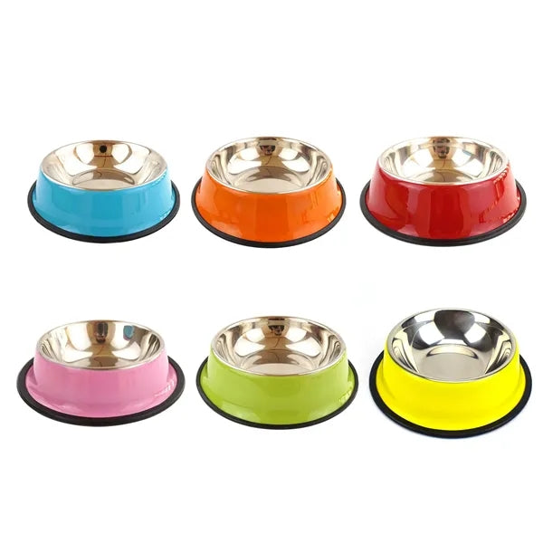 Anti-Skid Pet Food & Water Bowls - Stainless Steel