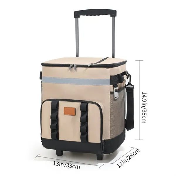 Rolling Cart Cooler Bag Insulated 35 L Capacity