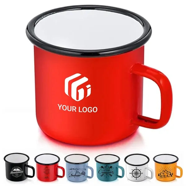 12 oz party fishing camping colored cup enamel coffee mug