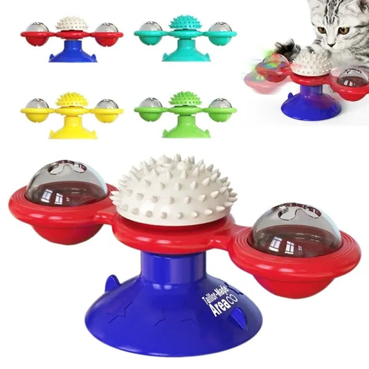 Suction Cat Toy with LED & Catnip Compartments
