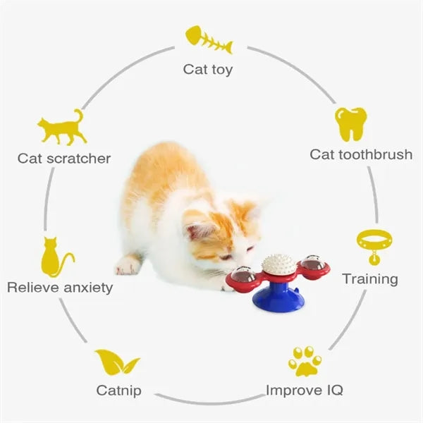 Suction Cat Toy with LED & Catnip Compartments
