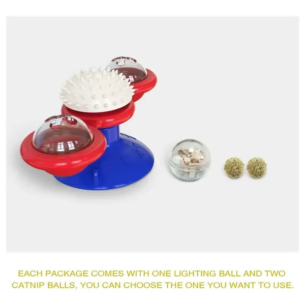 Suction Cat Toy with LED & Catnip Compartments