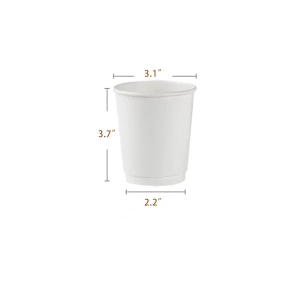 8 Oz. Double Wall Disposable Coffee Paper Cups with Lid