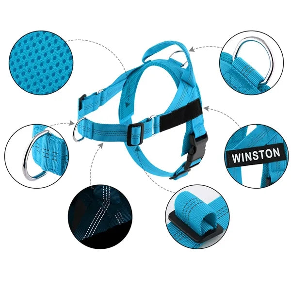Adjustable Reflective Dog Harness With Breathable Mesh Padde