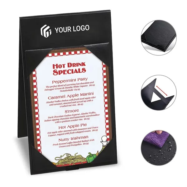Restaurant pu leather double-sided menu covers frame holder