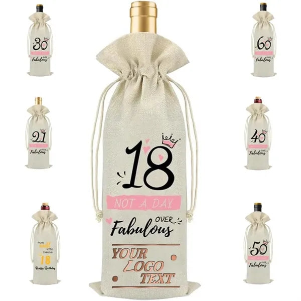 Birthday Bottle Drawstring Bag Closure Pouch