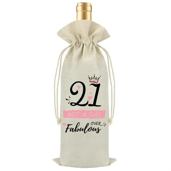 Birthday Bottle Drawstring Bag Closure Pouch