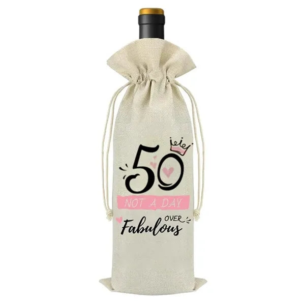 Birthday Bottle Drawstring Bag Closure Pouch