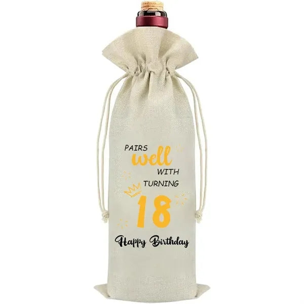 Birthday Bottle Drawstring Bag Closure Pouch