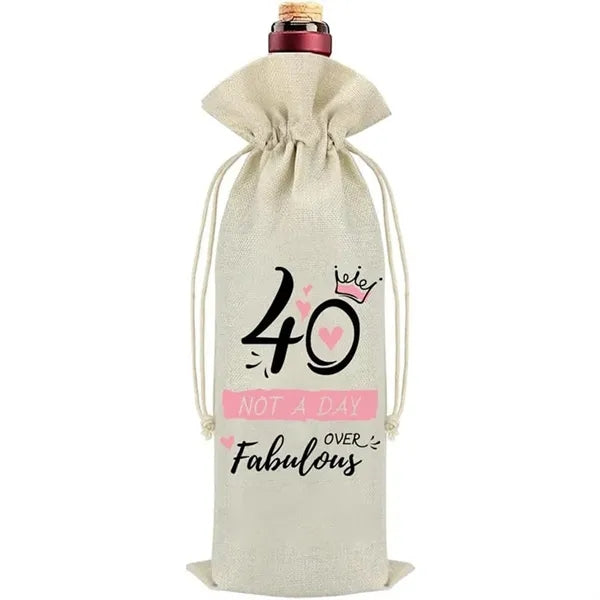 Birthday Bottle Drawstring Bag Closure Pouch