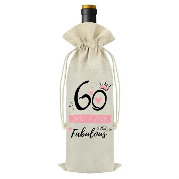 Birthday Bottle Drawstring Bag Closure Pouch