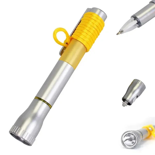 Led Flashlight Ballpoint Pen With Lanyard