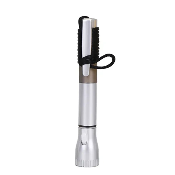 Led Flashlight Ballpoint Pen With Lanyard