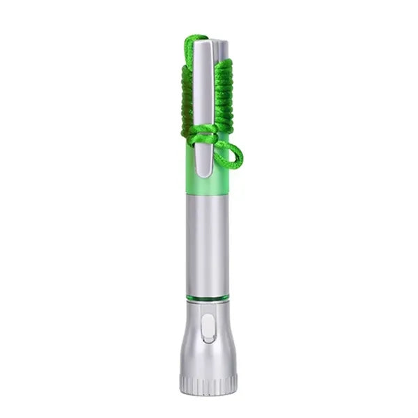 Led Flashlight Ballpoint Pen With Lanyard