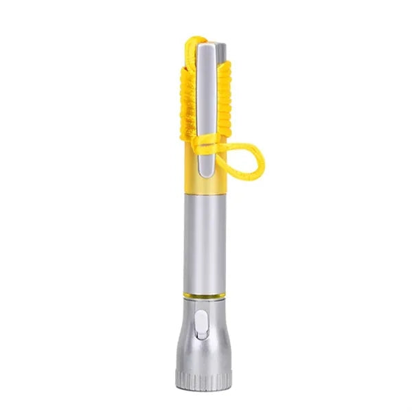 Led Flashlight Ballpoint Pen With Lanyard