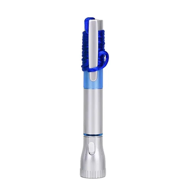 Led Flashlight Ballpoint Pen With Lanyard