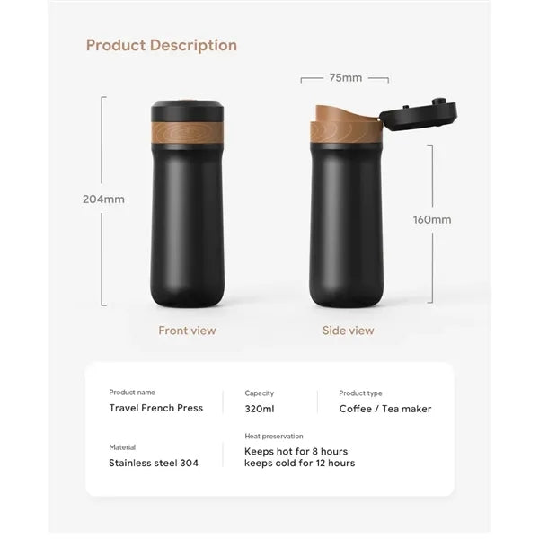 Portable French Press Pot Car Travel Coffee Maker