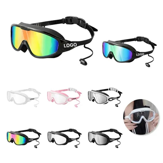 Large Frame Anti-Fog HD Swim Goggles with Earplugs