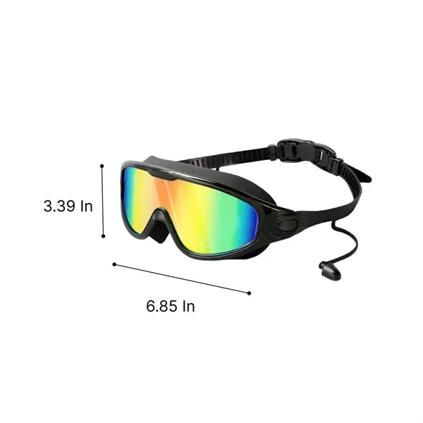 Large Frame Anti-Fog HD Swim Goggles with Earplugs