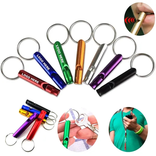 Outdoors Sports Aluminum Emergency Whistle with Keychain