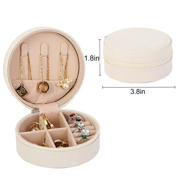 Round PU Leather Jewellery Storage Box