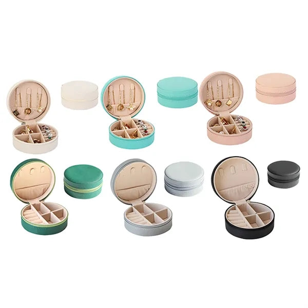 Round PU Leather Jewellery Storage Box