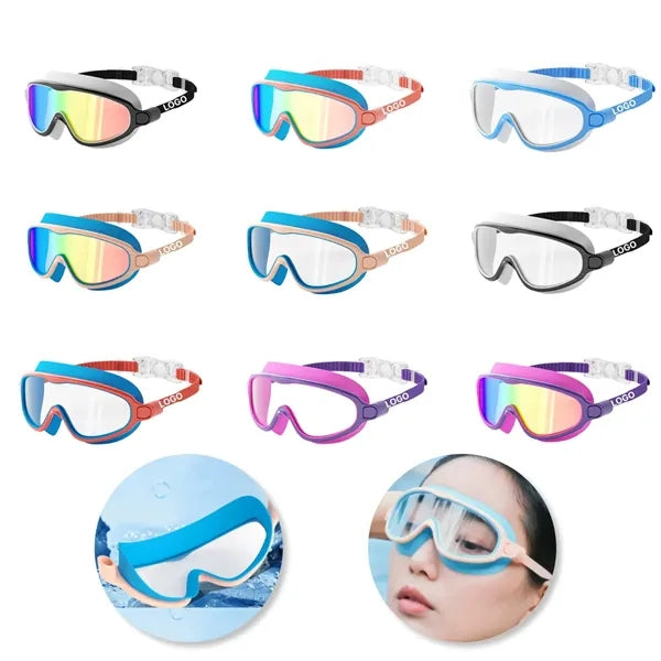 Flat Lens Swim Goggles Anti Fog UV Protection Silicone