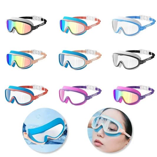 Flat Lens Swim Goggles Anti Fog UV Protection Silicone