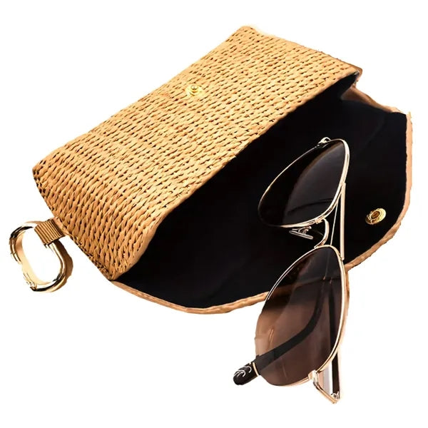 Woven Texture Leather Sunglasses Bag