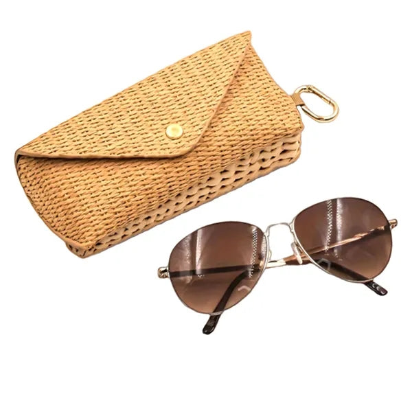 Woven Texture Leather Sunglasses Bag