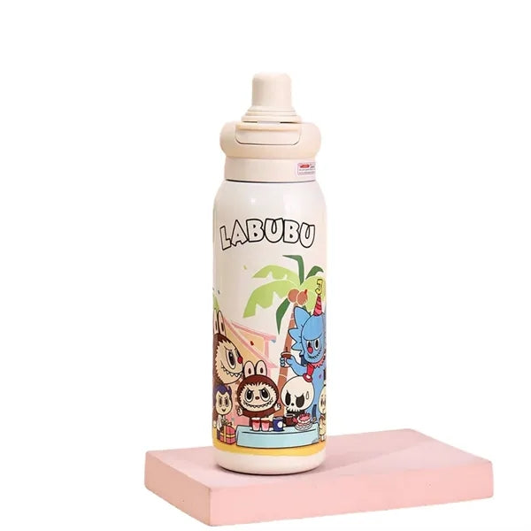 22 oz LABUBU Cartoon Insulated Dual-Drink Bottle with Straw
