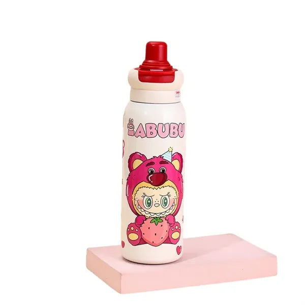 22 oz LABUBU Cartoon Insulated Dual-Drink Bottle with Straw