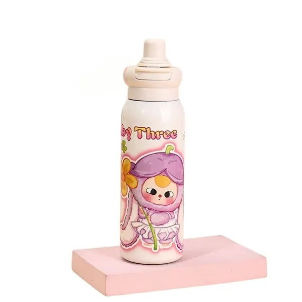 22 oz LABUBU Cartoon Insulated Dual-Drink Bottle with Straw