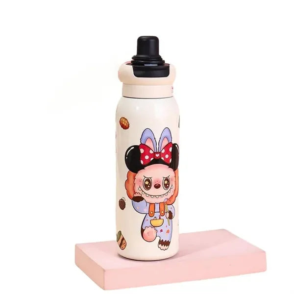 22 oz LABUBU Cartoon Insulated Dual-Drink Bottle with Straw