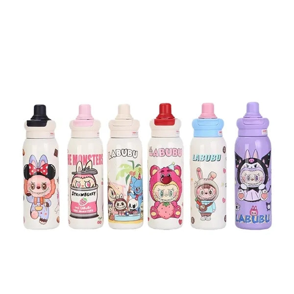 22 oz LABUBU Cartoon Insulated Dual-Drink Bottle with Straw
