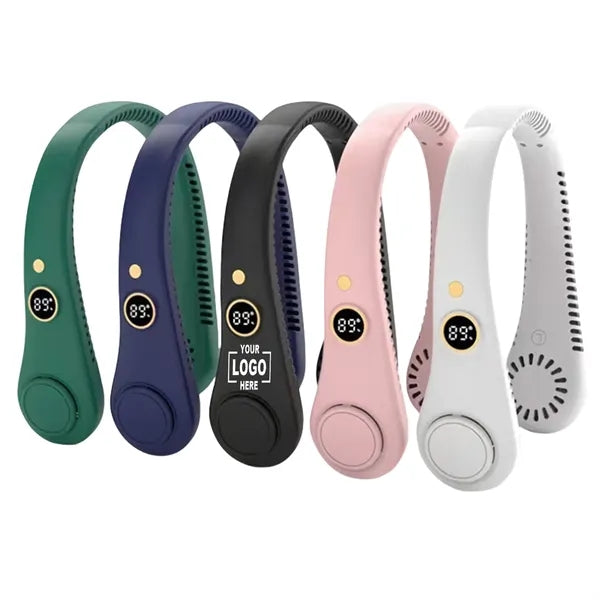 LED Display Screen Rechargeable Bladeless Neck Fan