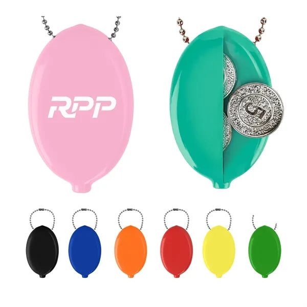 Classic Rubber Coin Pouch With Keychain