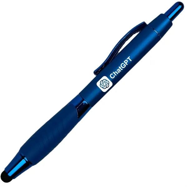 Recycled Rubberized Metallic Pen with Stylus Tip