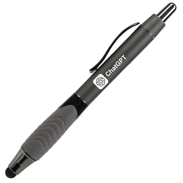 Recycled Rubberized Metallic Pen with Stylus Tip