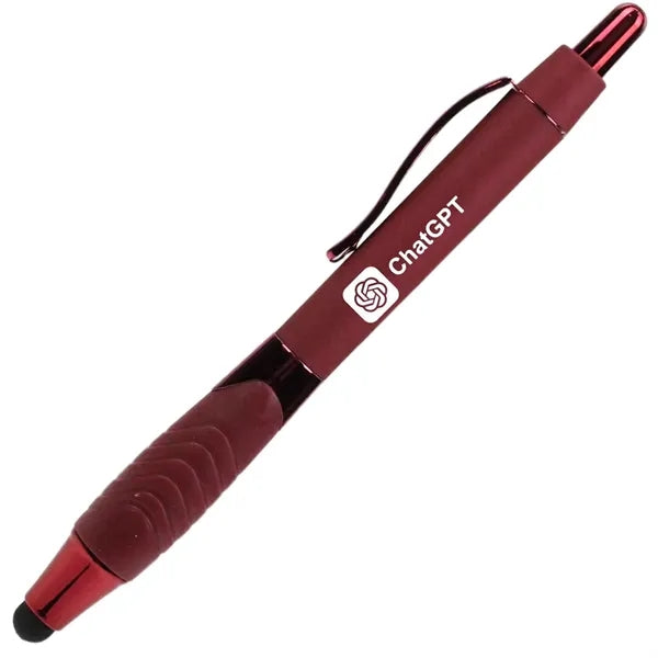 Recycled Rubberized Metallic Pen with Stylus Tip