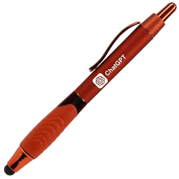 Recycled Rubberized Metallic Pen with Stylus Tip