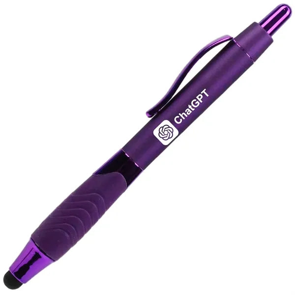 Recycled Rubberized Metallic Pen with Stylus Tip