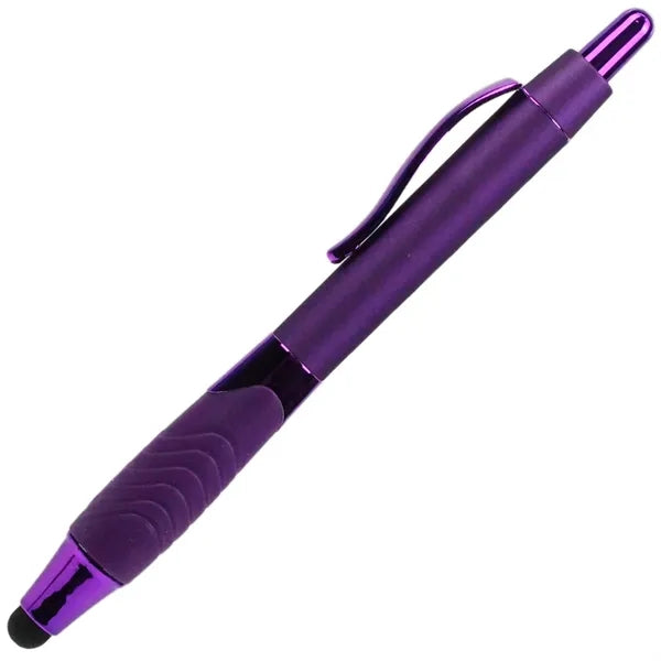 Recycled Rubberized Metallic Pen with Stylus Tip
