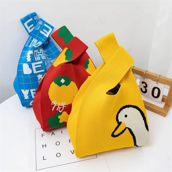 Logo Knit Pouch Compact Carry All For Small Items