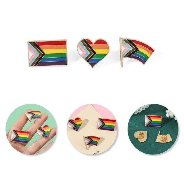 Metal Rainbow Heart Flag Pin Pride Parade Accessories