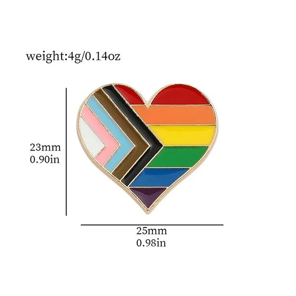 Metal Rainbow Heart Flag Pin Pride Parade Accessories