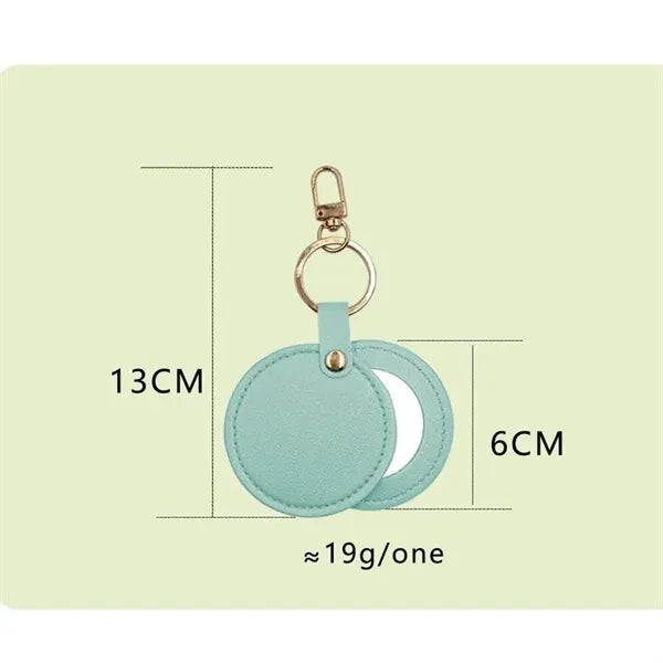 PU Makeup Mirror Single Sided Rotating Folding Keychain