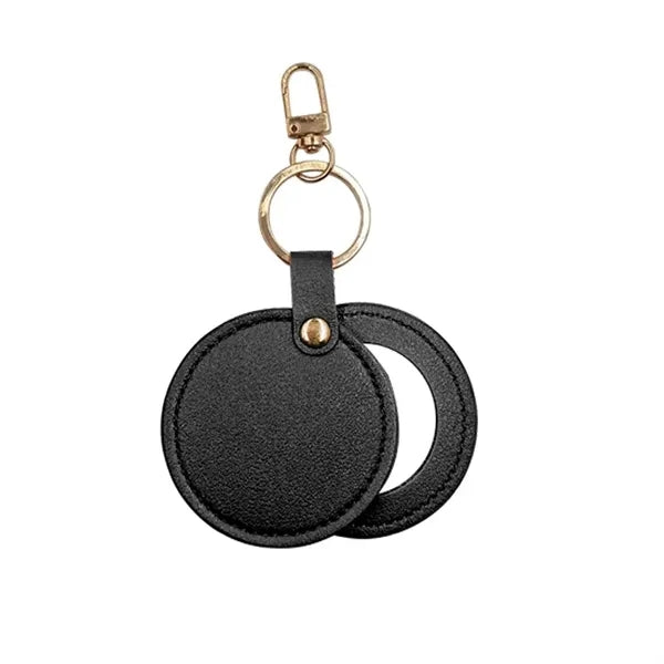 PU Makeup Mirror Single Sided Rotating Folding Keychain