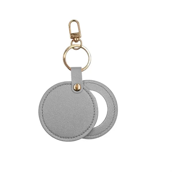 PU Makeup Mirror Single Sided Rotating Folding Keychain